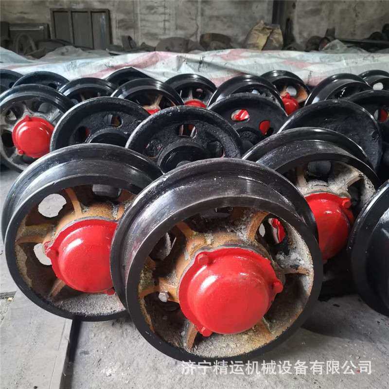 铸钢矿车轮轨道行走轮 300*1435长轴实心3吨轮对空心平板车蒙头轮