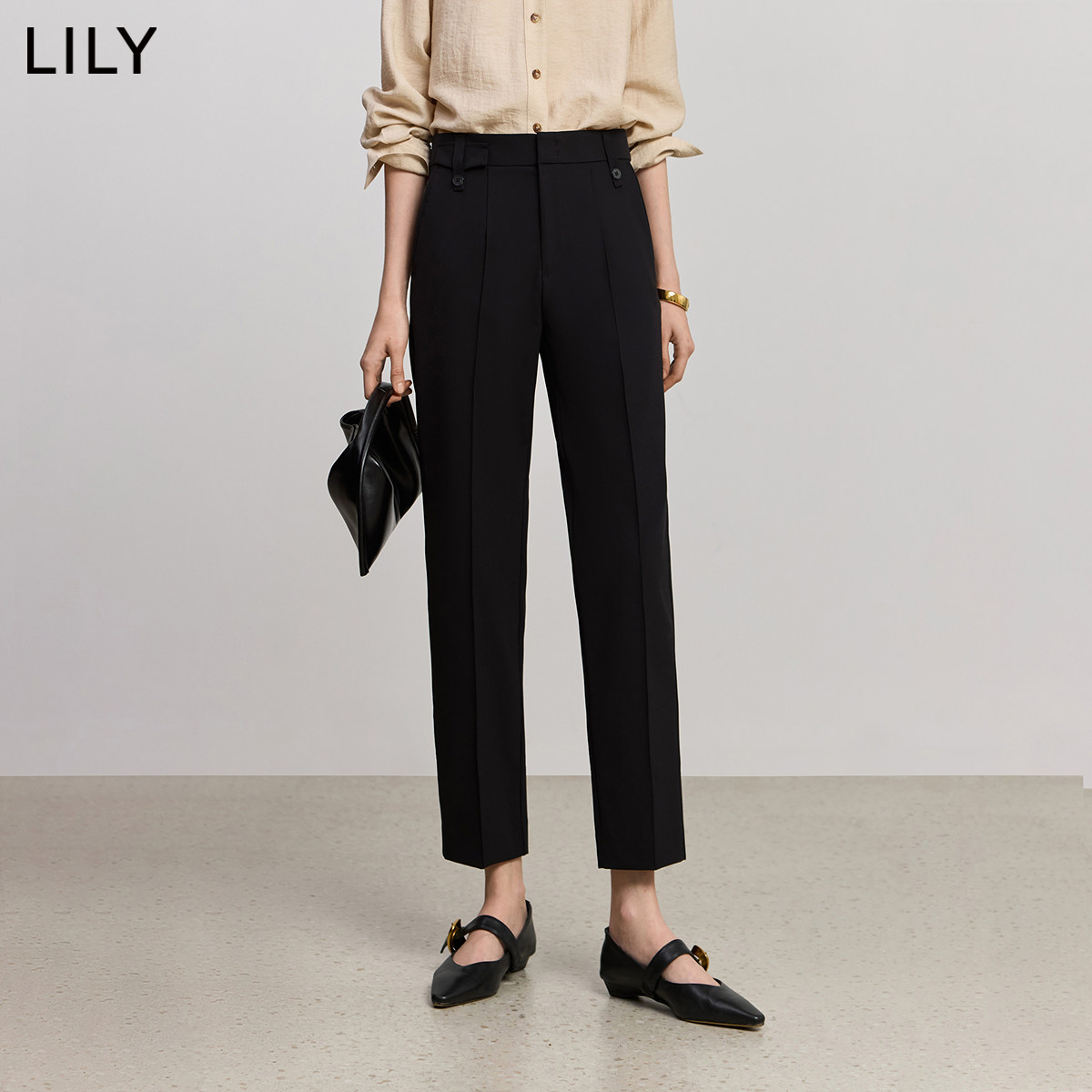 LILY高腰显瘦九分烟管西装裤女