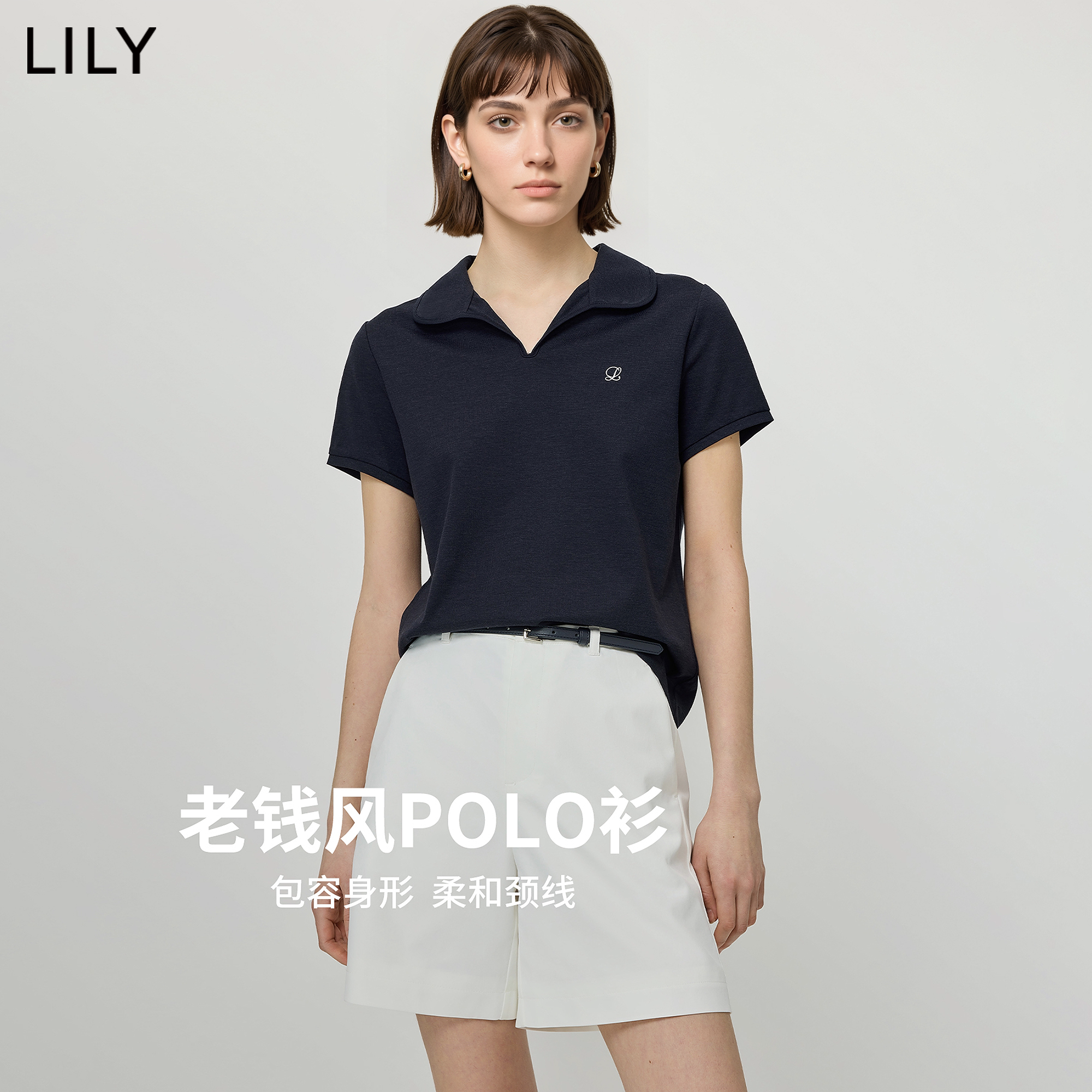 LILY老钱风醋酸莫代尔短袖T恤