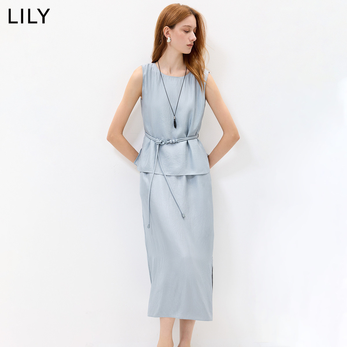 LILY100%醋酸假两件连衣裙