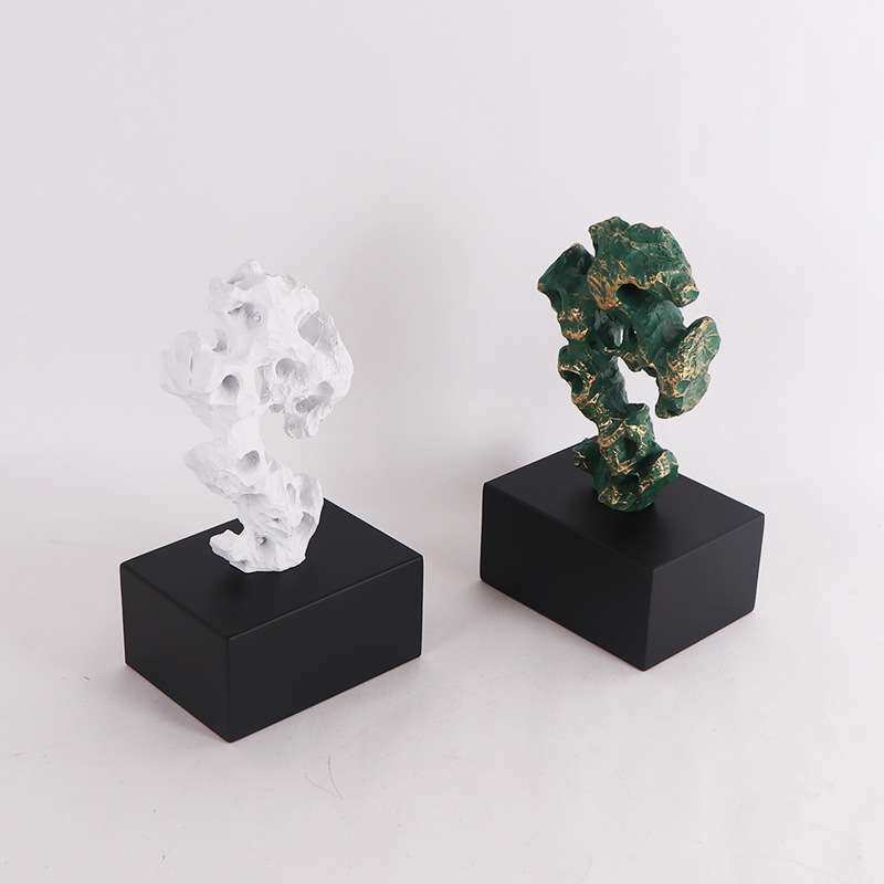 新中式禅意树脂太湖石摆件展厅售楼处客厅隔断书房书柜软装饰品