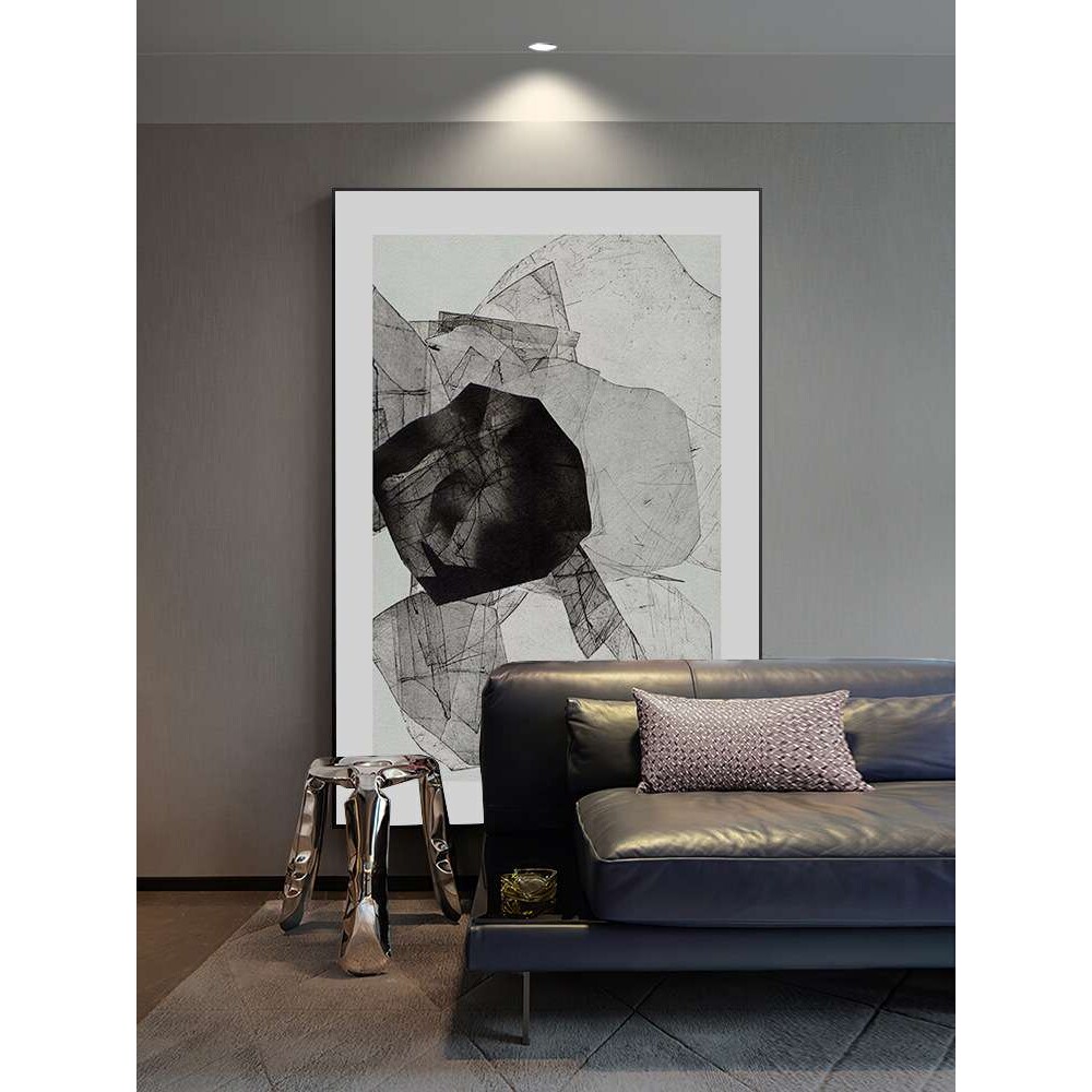 剪影 现代简约风格客厅装饰画黑白抽象风格沙发挂画玄关酒店壁画