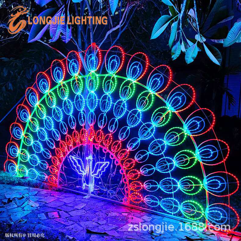 长4.6米 LED孔雀造型灯 七彩动感DMX512孔雀发光造型灯