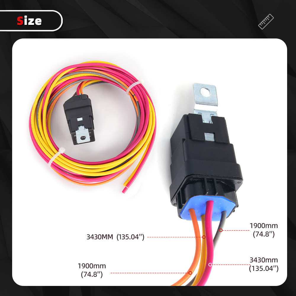 185开165关双电动冷却风扇恒温器线束 12V40A汽车继电器线束套件
