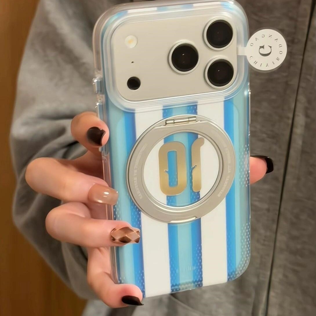 世界杯阿根廷梅西10号适用苹果18Promax手机壳360旋转一体支架iPhone17pro保护套欧美足球16Pro防摔15高级庄