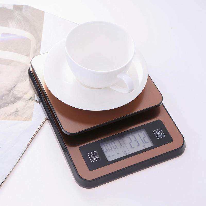 手冲电子咖啡秤计时多功能3KG-0.1g厨房秤带体温计