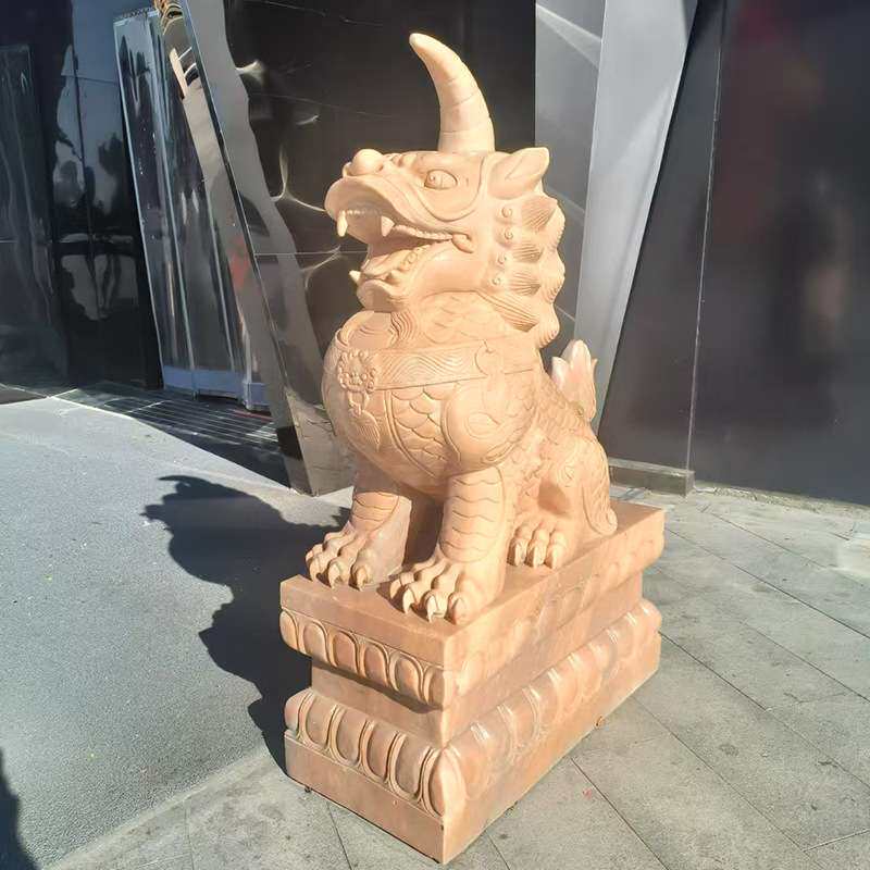 石雕汉白玉独角兽獬豸门口动物雕塑法治廉政主题公园广场景观摆件