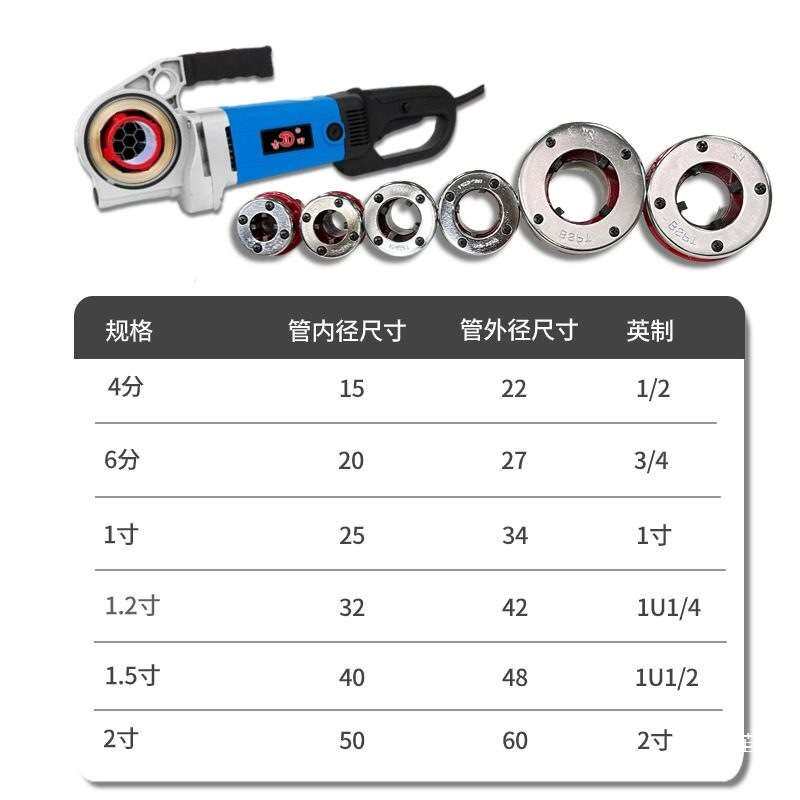 手持式电动套丝机板牙头机头30/50型套丝工具配件大全