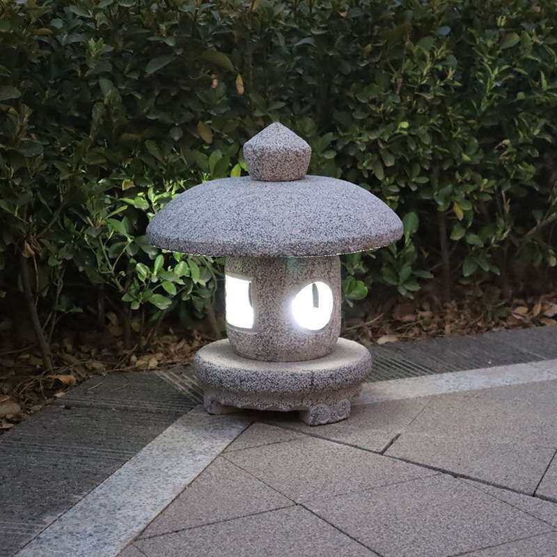 石灯笼日式庭院灯别墅花园落地石头灯造景酒店户外草坪灯照明摆件