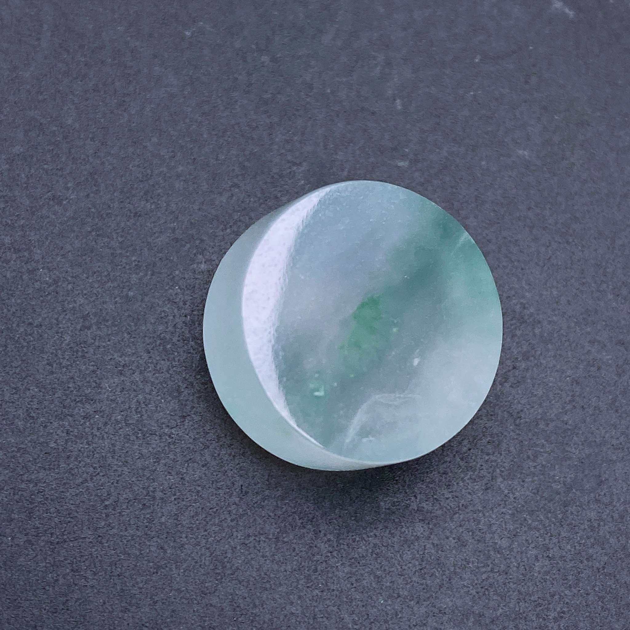 缅甸天然翡翠a货冰飘花无事牌平安扣裸石yypj，尺寸：14.6-6.2mm