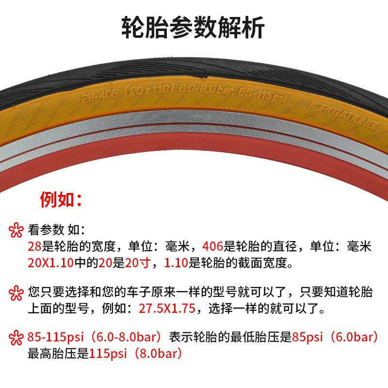 Schwalbe世文one自行车折叠车防刺外胎451 406黄边外胎竞速小轮径