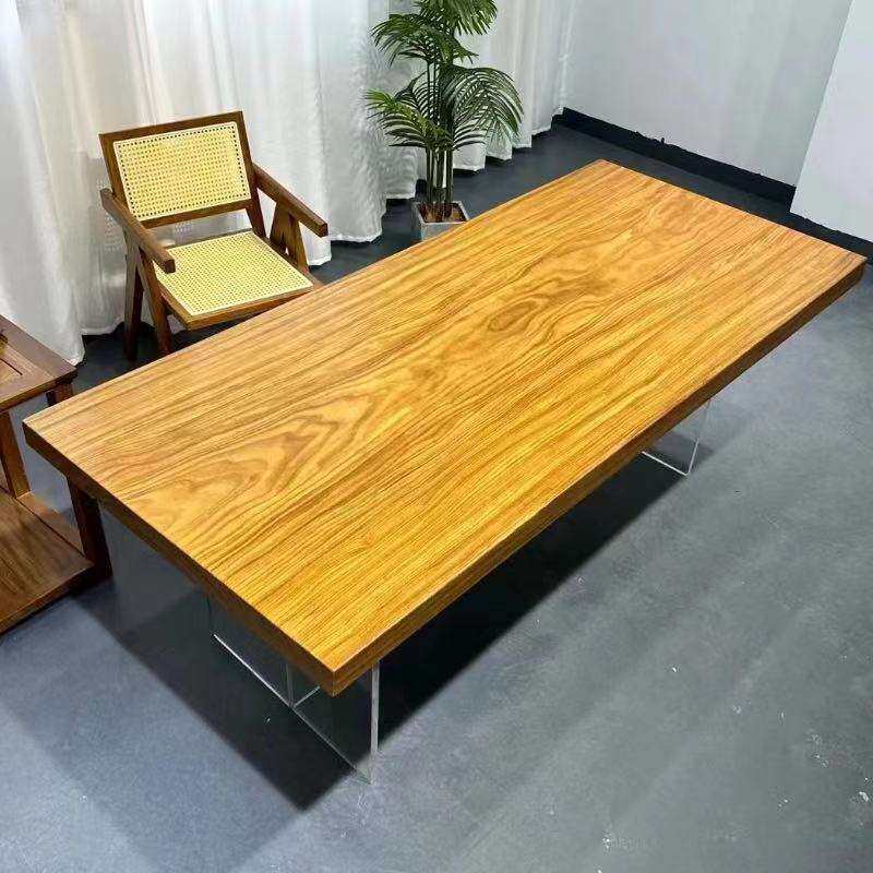非洲柚木实木大板茶桌餐桌原木桌书桌画案整板茶台老板办公会议桌