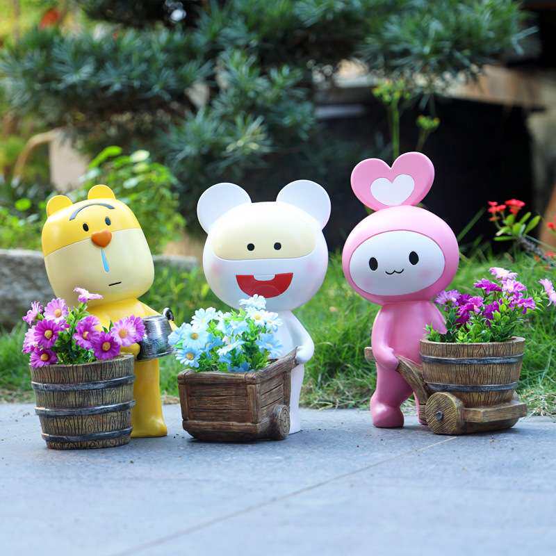 幼儿园户外庭院阳台造景花园布置装饰品创意树脂动物花盆落地摆件