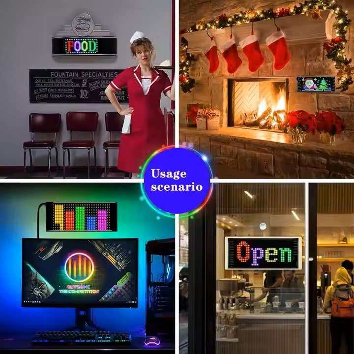 车载手机APP控制智能柔性软屏LED显示屏闪烁全彩动态汽车魔鬼眼屏