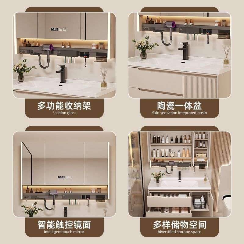 价吊柜木质浴室柜卫生间壁柜地柜洗脸家用简约洗手池陶瓷一体盆