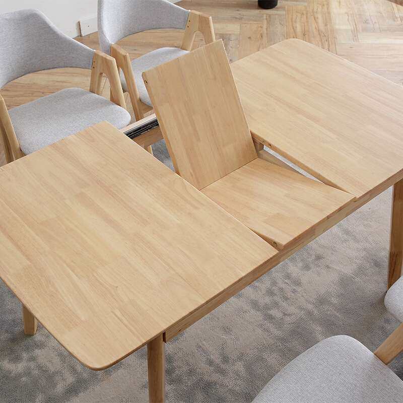 北欧实木餐桌原木色歺桌可伸缩小户型吃饭桌子家用餐桌椅组合