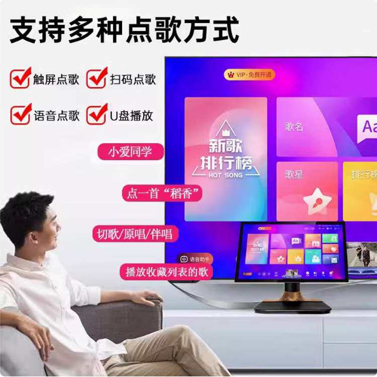 雅竹家庭KTV音响套装全套卡拉ok机家用专业K歌 点歌机音箱设备