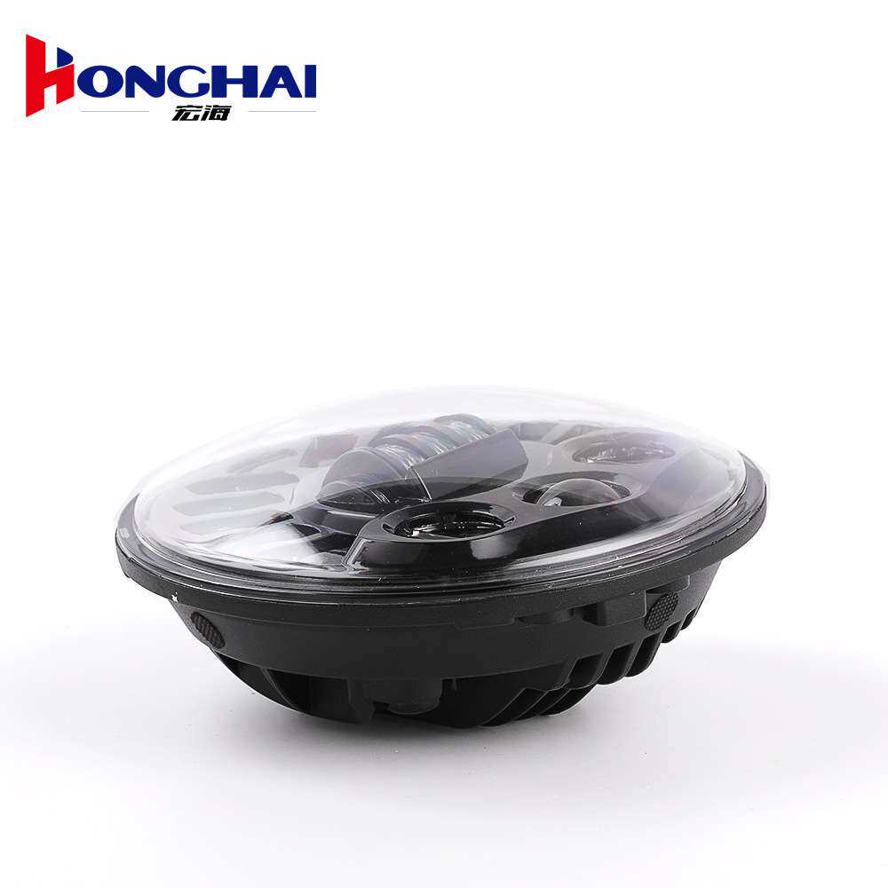 新款7寸适用牧马人哈雷前大灯led前照灯改装车灯远近光透镜70w