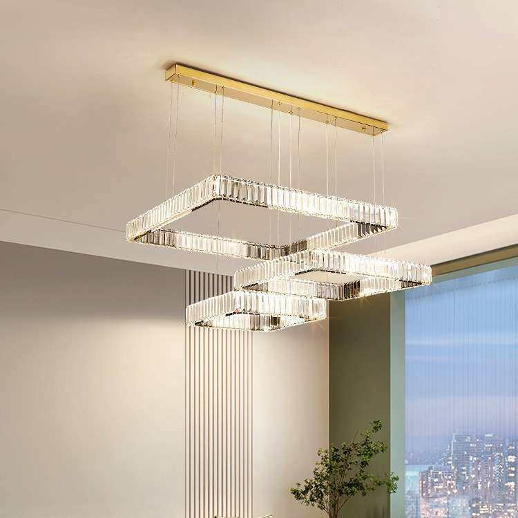 轻奢水晶吊灯客厅灯2024年新款正方形客厅主灯现代简约大气餐厅灯