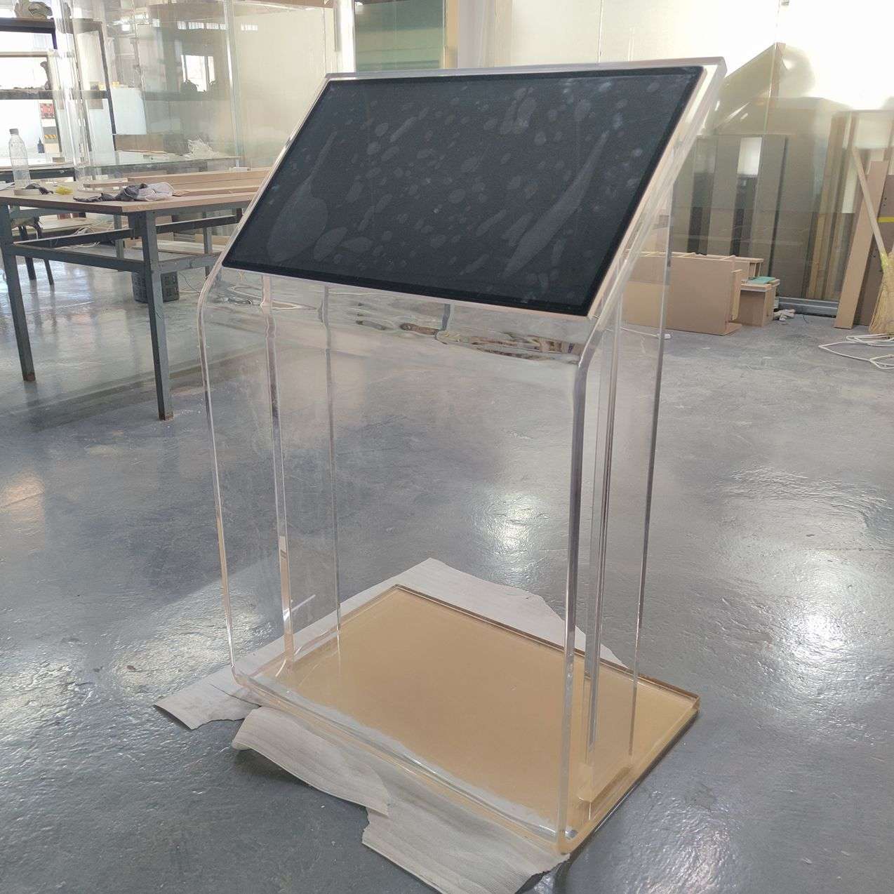 亚克力透明展示台博物馆展台宣传立牌有机玻璃热弯显示器展架