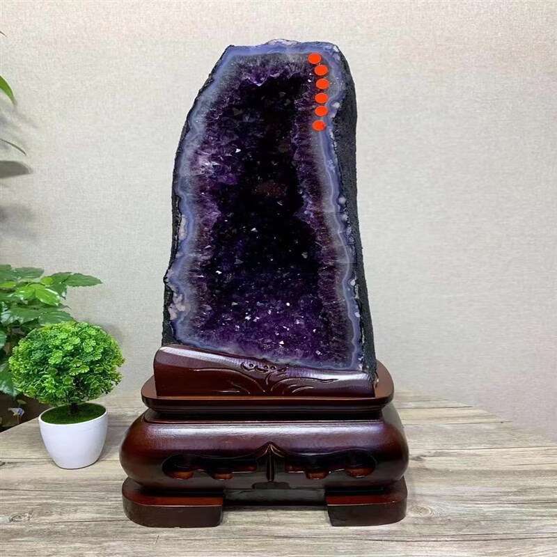 紫水晶洞原石天然水晶摆件玛瑙聚宝盆紫晶洞晶簇奇石 柠檬
