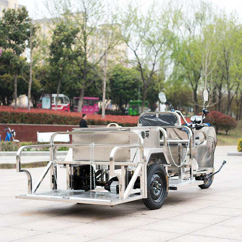 鲁环厂家电动环卫分类垃圾车 物业不锈钢四垃圾桶清运保洁车