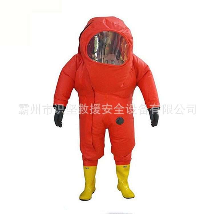 便携式耐酸碱无尘防化服连体式全封闭防护服橘色火灾逃生连体服