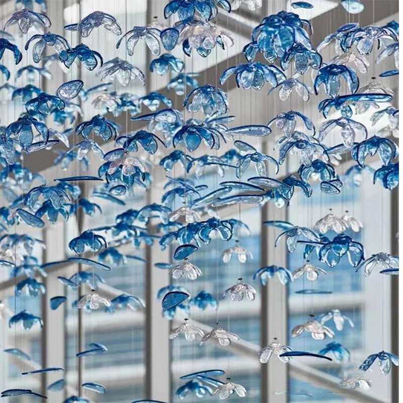 非标酒店大厅水晶莲花吊灯样品前台屋展示中心沙盘艺术造型工程LE