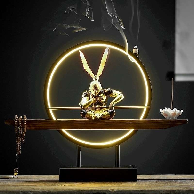 齐天大圣灯圈创意禅意中式led灯圈创意摆件紫光剑标志含义游迪士