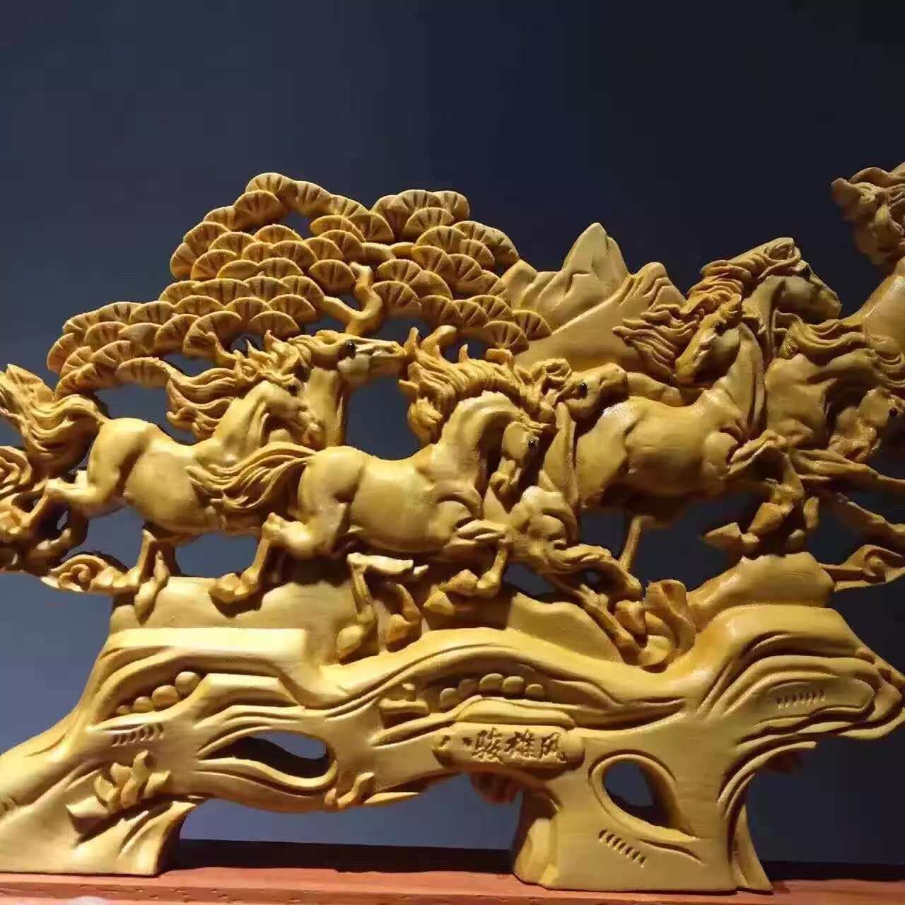 崖柏八骏马根雕木雕整料雕刻木质摆件八骏雄风工艺品家居摆件