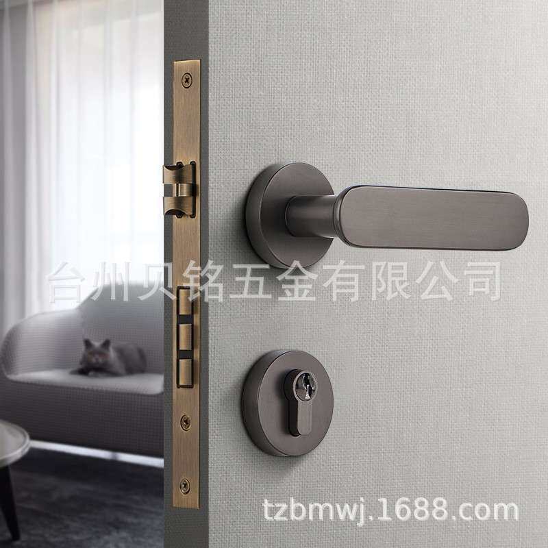 厂家直销 室内分体锁卧室木门锁玫瑰金磁吸静音门锁通用型执手锁
