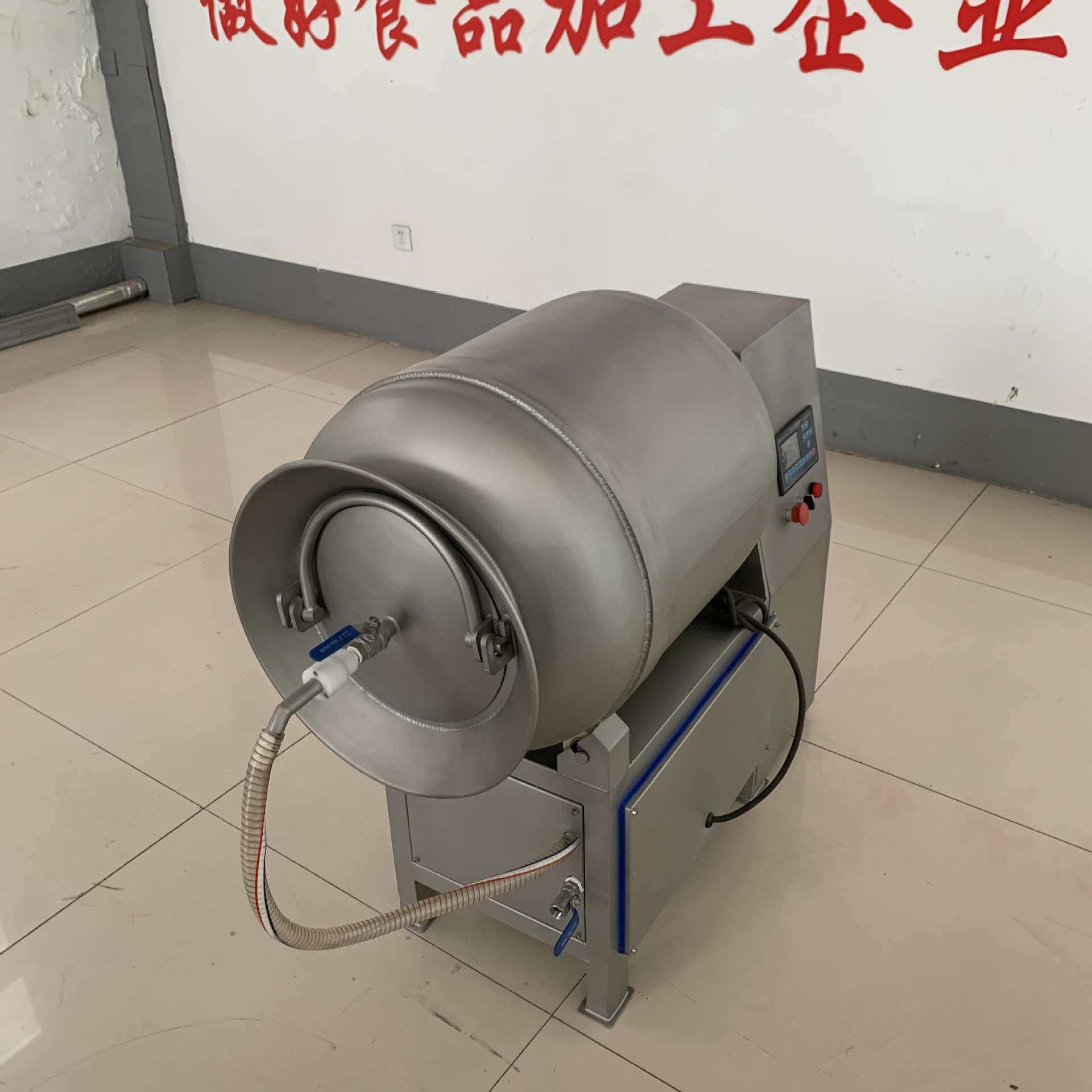 小型真空滚揉机 猪肉块自动出料倾斜式腌肉机 无骨鸡爪滚揉设备图片