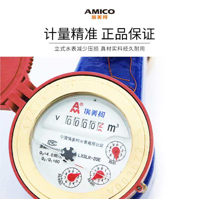 埃美柯 旋翼立式热水表数字自来水热水表家用4分6分接头DN15 DN20