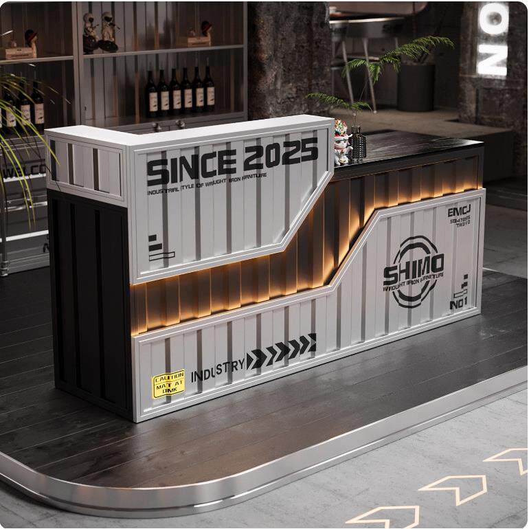 工业风吧台收银台工厂店咖啡厅机车俱乐部铁艺创意商用前台接待台