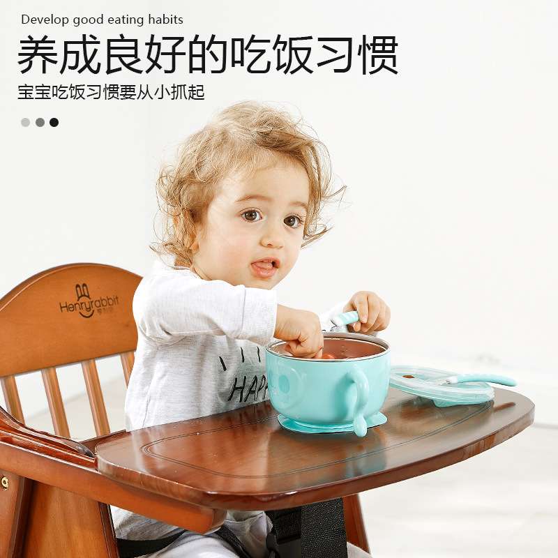 宝宝餐椅儿童餐桌椅便携式可折叠家用婴儿实木多功能吃饭坐椅榉木