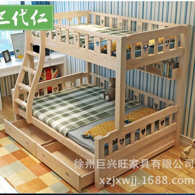 实木儿童床带抽屉上下铺多功能床双层子母床小户型专用储物高低床