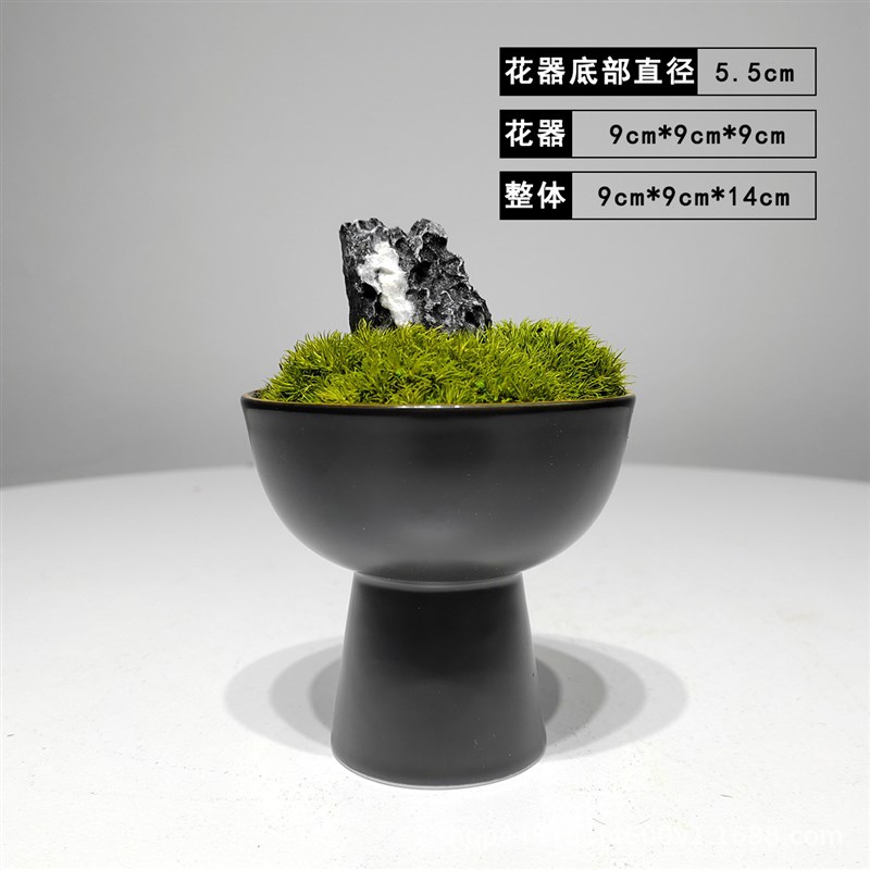 新中式酒店餐桌仿真植物盆栽永生苔藓陶瓷花器客厅茶室假花艺摆设