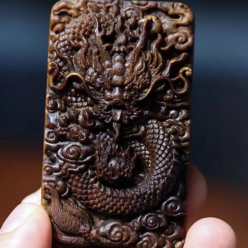 芽庄糖结软丝奇楠沉香木牌子木质随行把件车载挂饰雕刻工艺品饰品