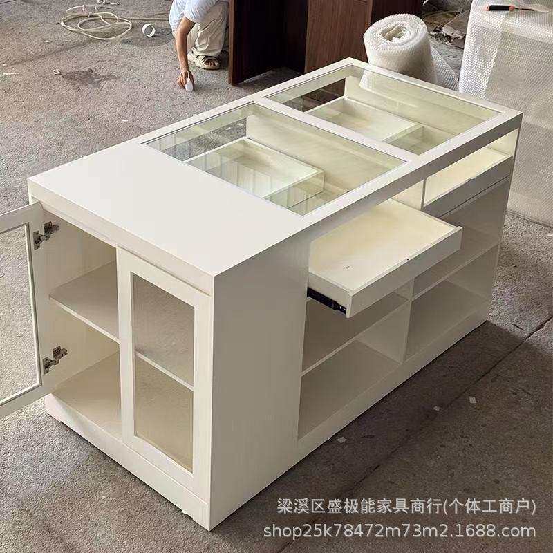 SJN服装店中岛收银台玻璃展示台吧台女装柜台饰品摆件陈列柜陈列