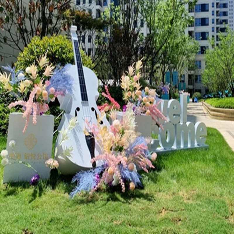 批户外园林大提琴花架雕塑摆件创意别墅庭院金属园艺景观工艺品装