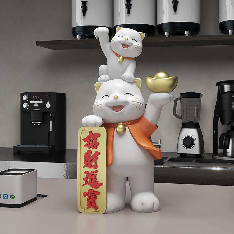 创意招财猫工艺品摆件客厅沙发旁前台大厅装饰品新店铺开业送礼