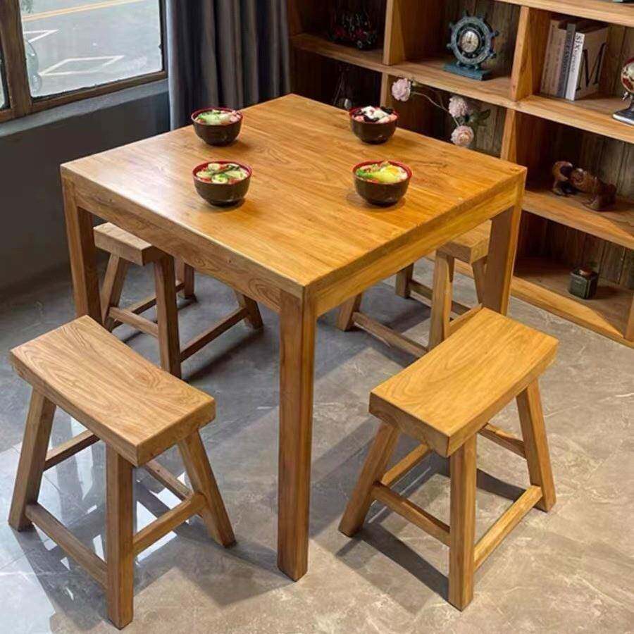 木餐老榆椅木饭店餐厅桌复古八仙桌四桌方实250623桌餐饮做旧茶桌
