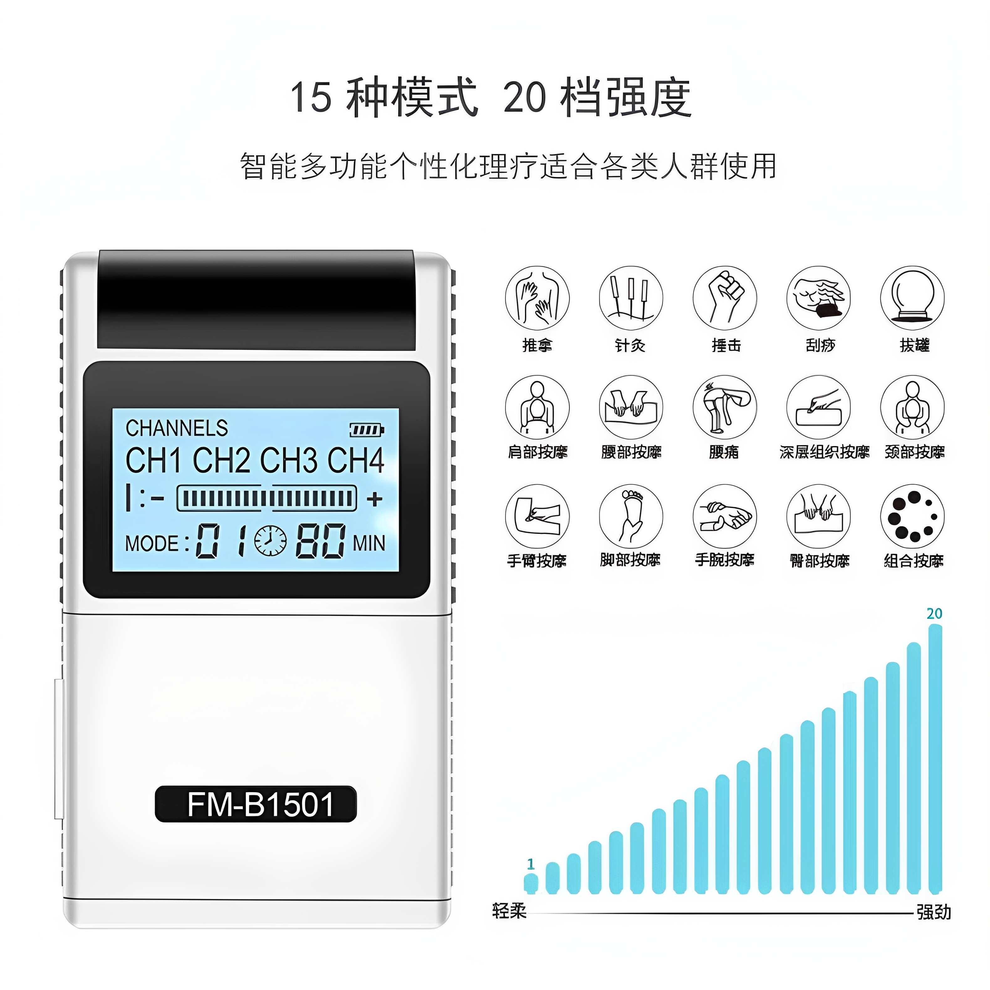 丰之健四通道经皮神经脉冲电刺激仪肌肉放松EMS/TENS二合一经络仪