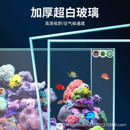 卧室客厅家用海水缸小型桌面背部自循环过滤静音海水鱼缸水族箱