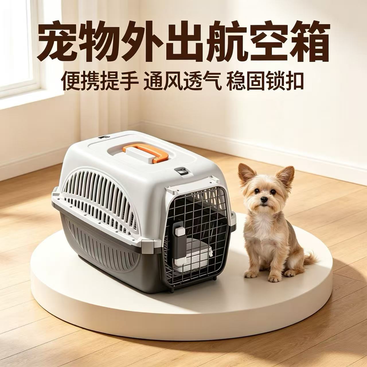 猫咪狗狗外出航空箱便携手提宠物笼通风带饮水盒车载托运出行箱