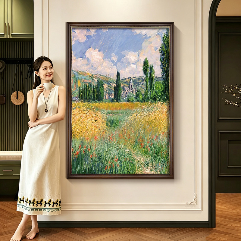 2026新款中古风玄关挂画法式复古客厅沙发背景墙装饰画走廊壁画