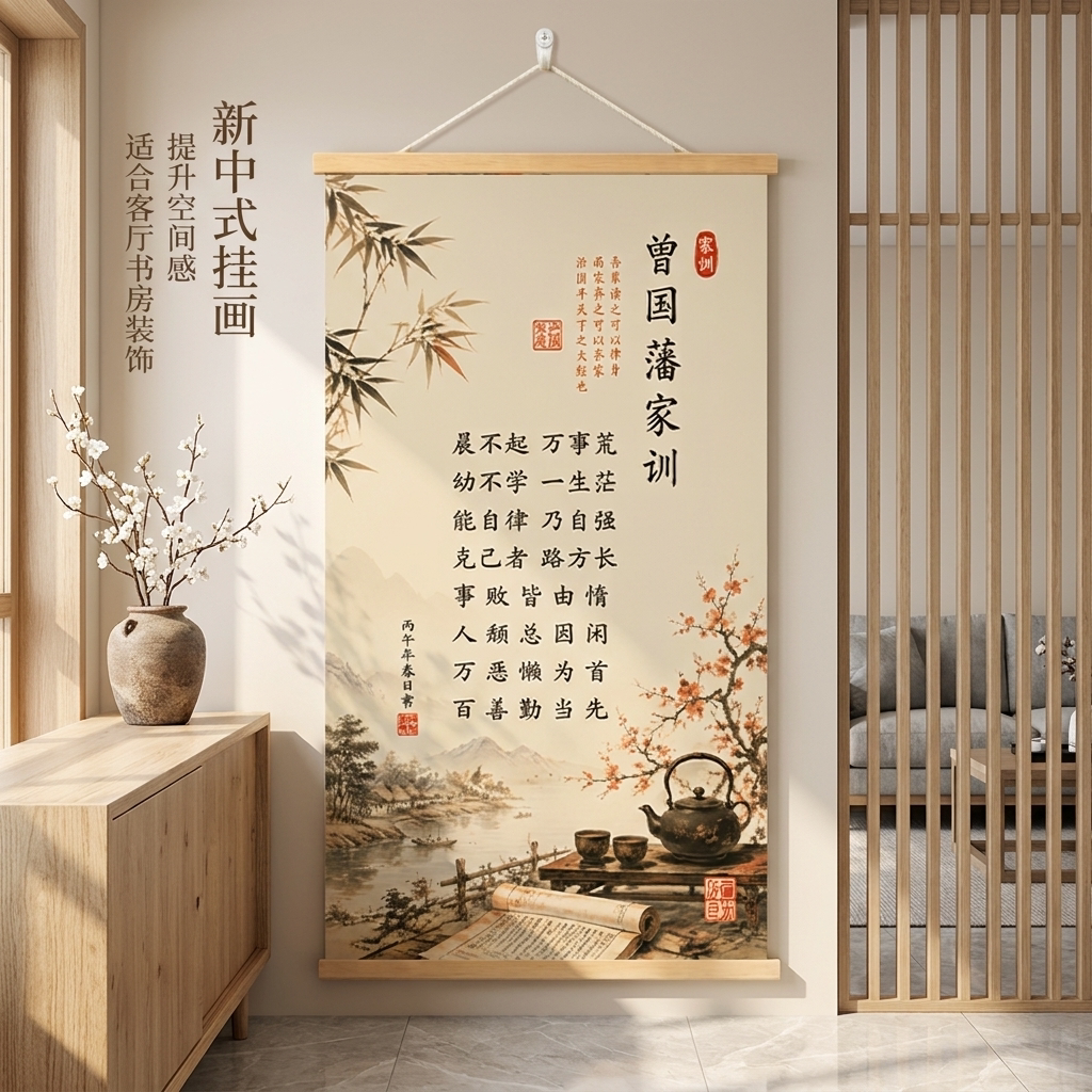 新中式曾国藩家训装饰画客厅挂画书房水墨挂轴书画字画