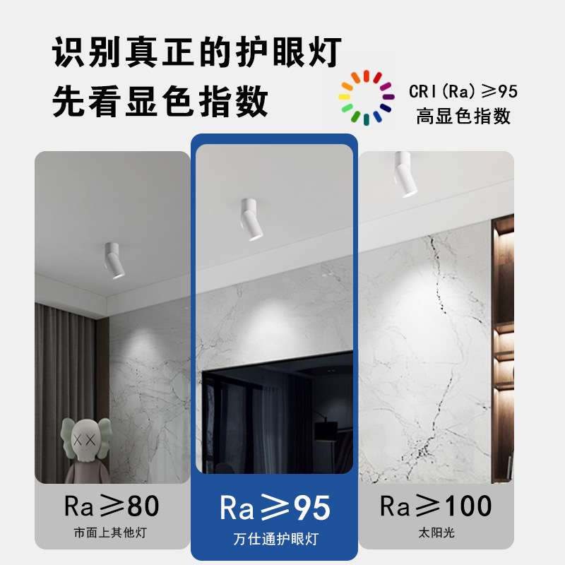 led吸顶射灯360度旋转折叠式明装筒灯客厅洗墙免开孔筒灯全光谱