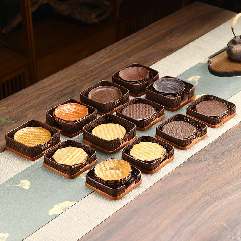 手工竹编茶杯垫竹制创意杯托隔热垫子藤编中式餐垫桌垫防烫餐垫