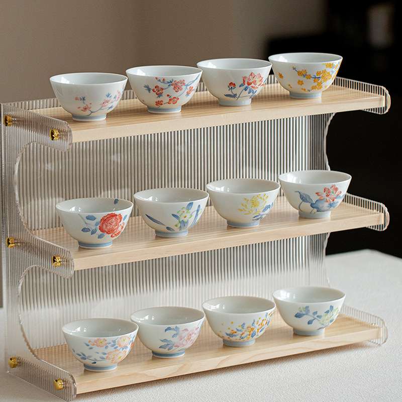 青己玉泥白瓷手绘主人杯十二花神系列茉莉家用茶杯陶瓷品茗杯单杯